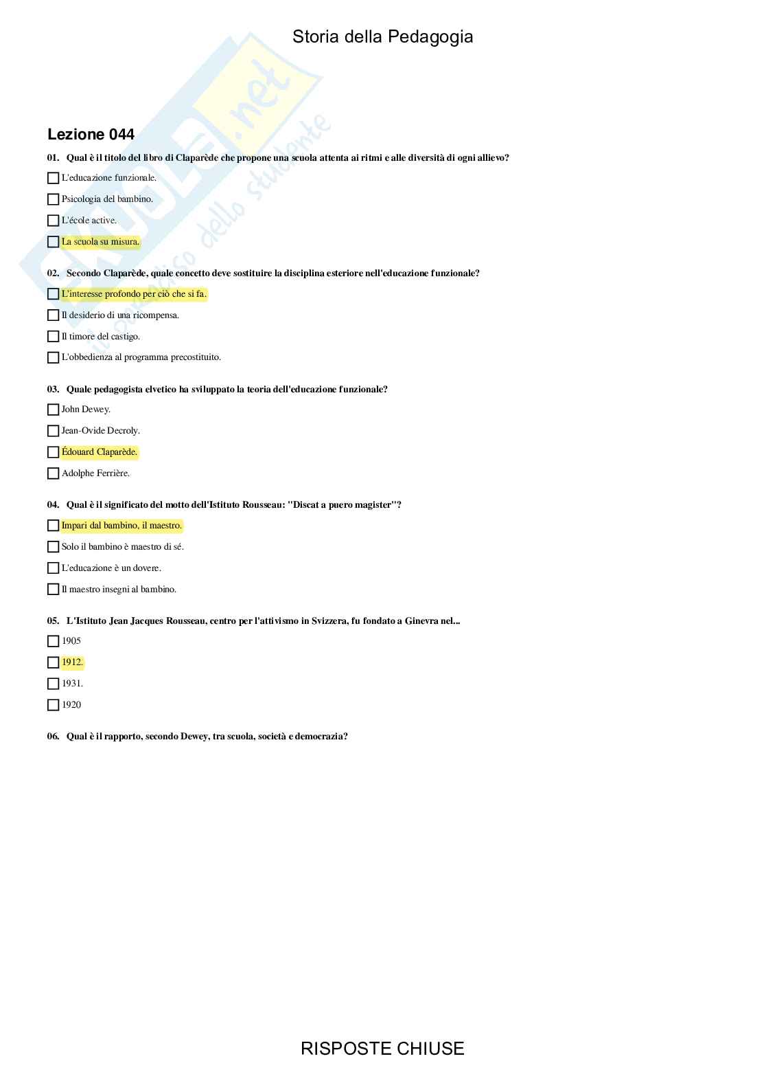 Storia della pedagogia - Paniere compilato Pag. 46