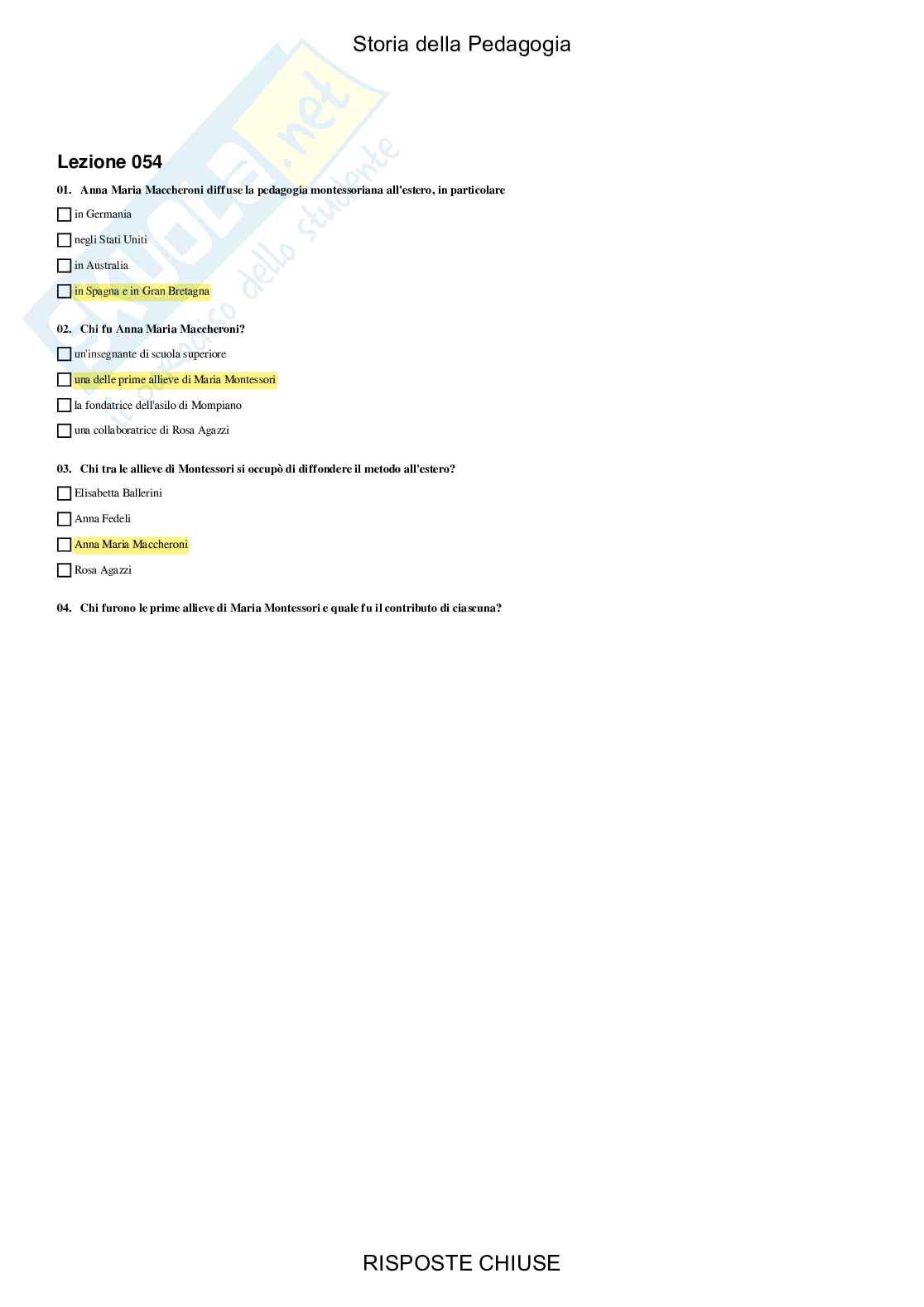 Storia della pedagogia - Paniere compilato Pag. 56