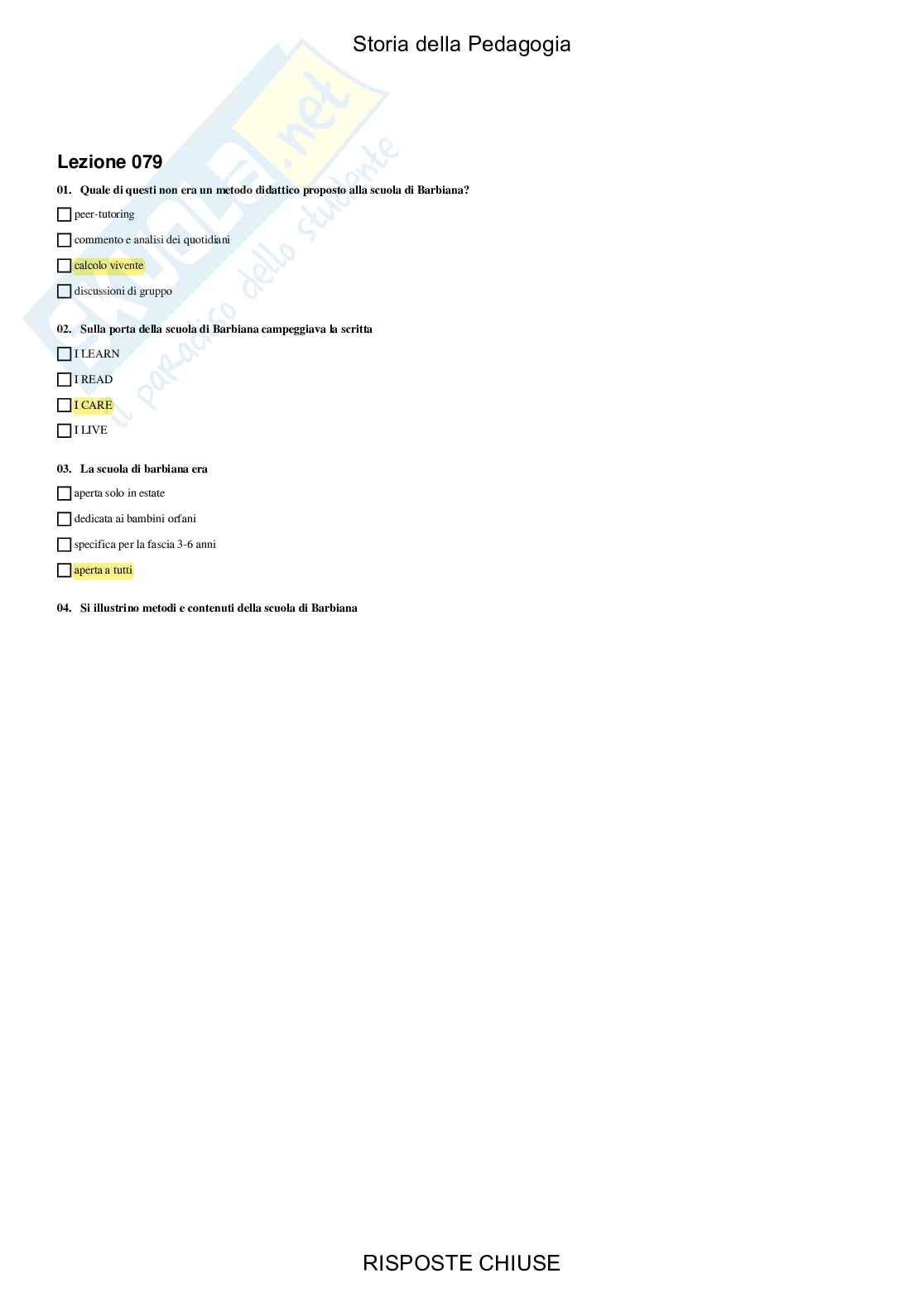 Storia della pedagogia - Paniere compilato Pag. 81