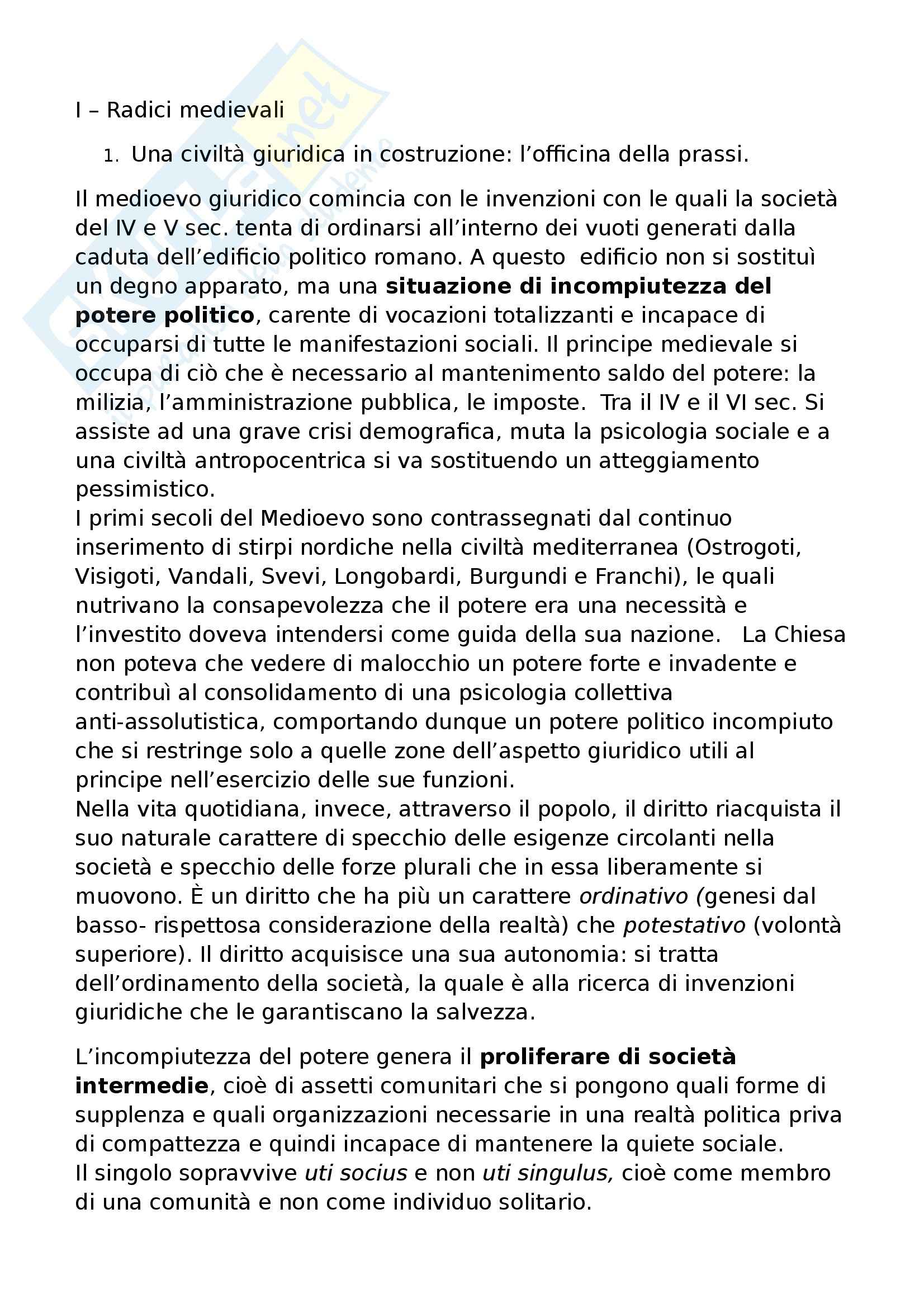 Storia Del Diritto Medievale E Moderno Riassunto