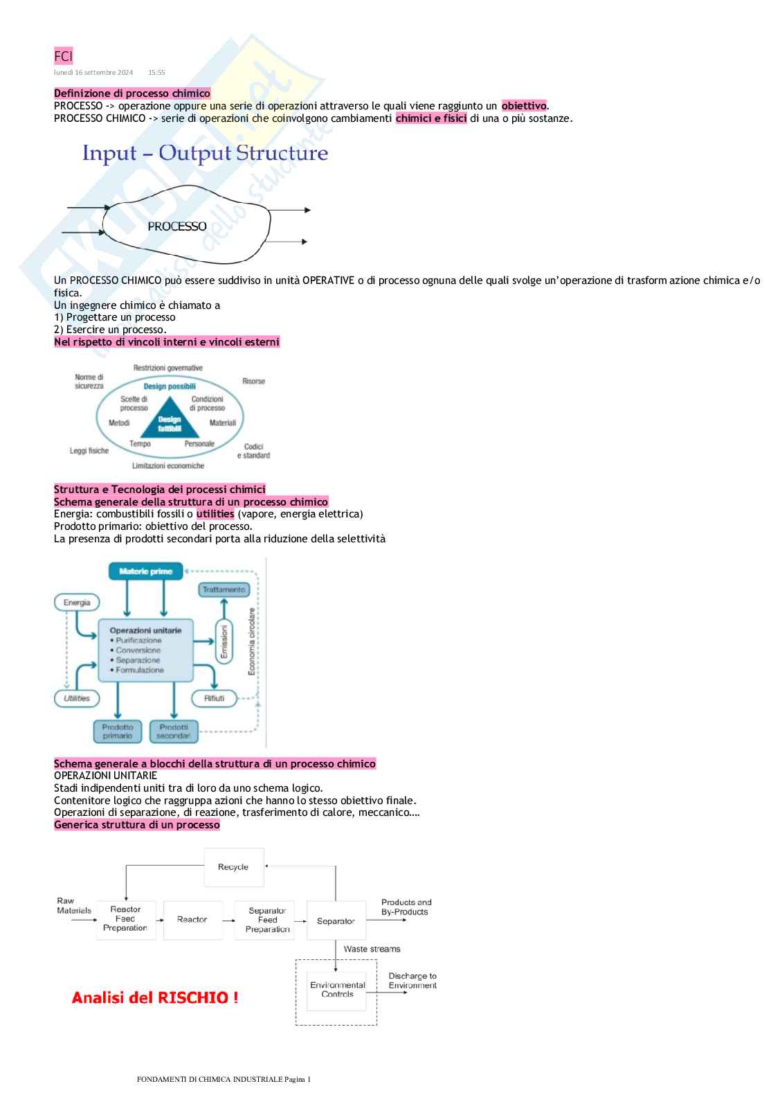 Fondamenti di chimica industriale  Pag. 1