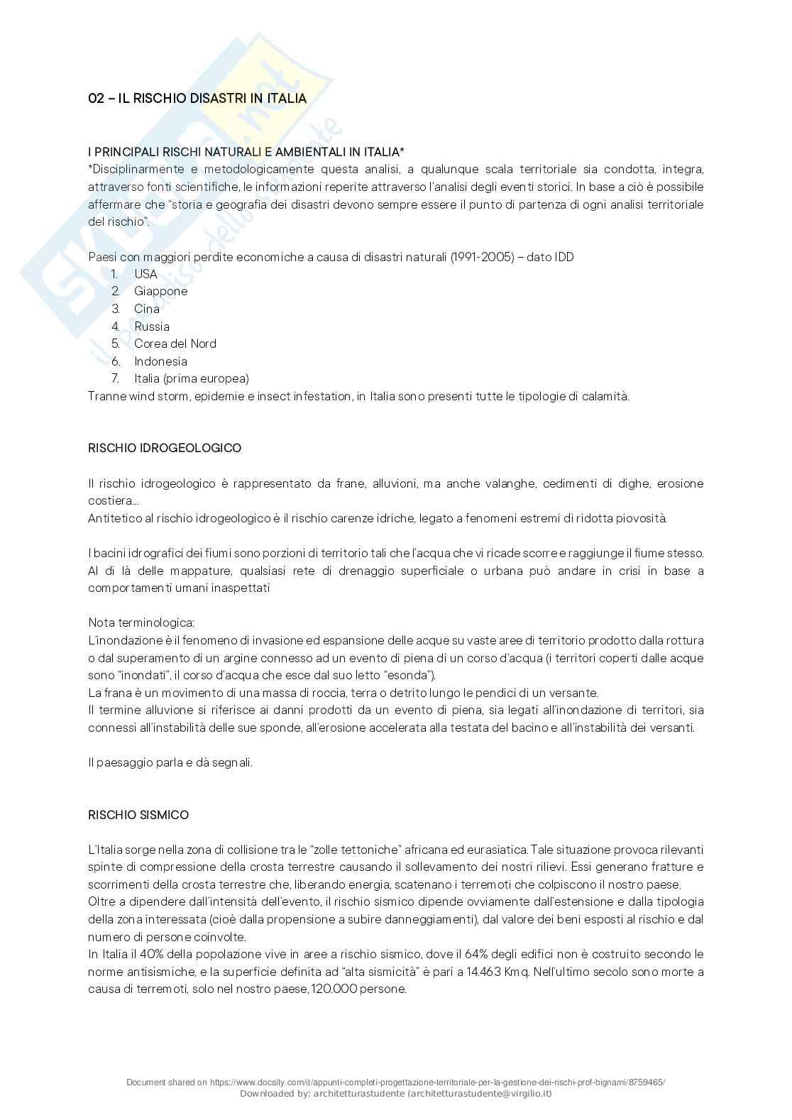 Appunti completi Progettazione territoriale per la gestione dei rischi  Pag. 11