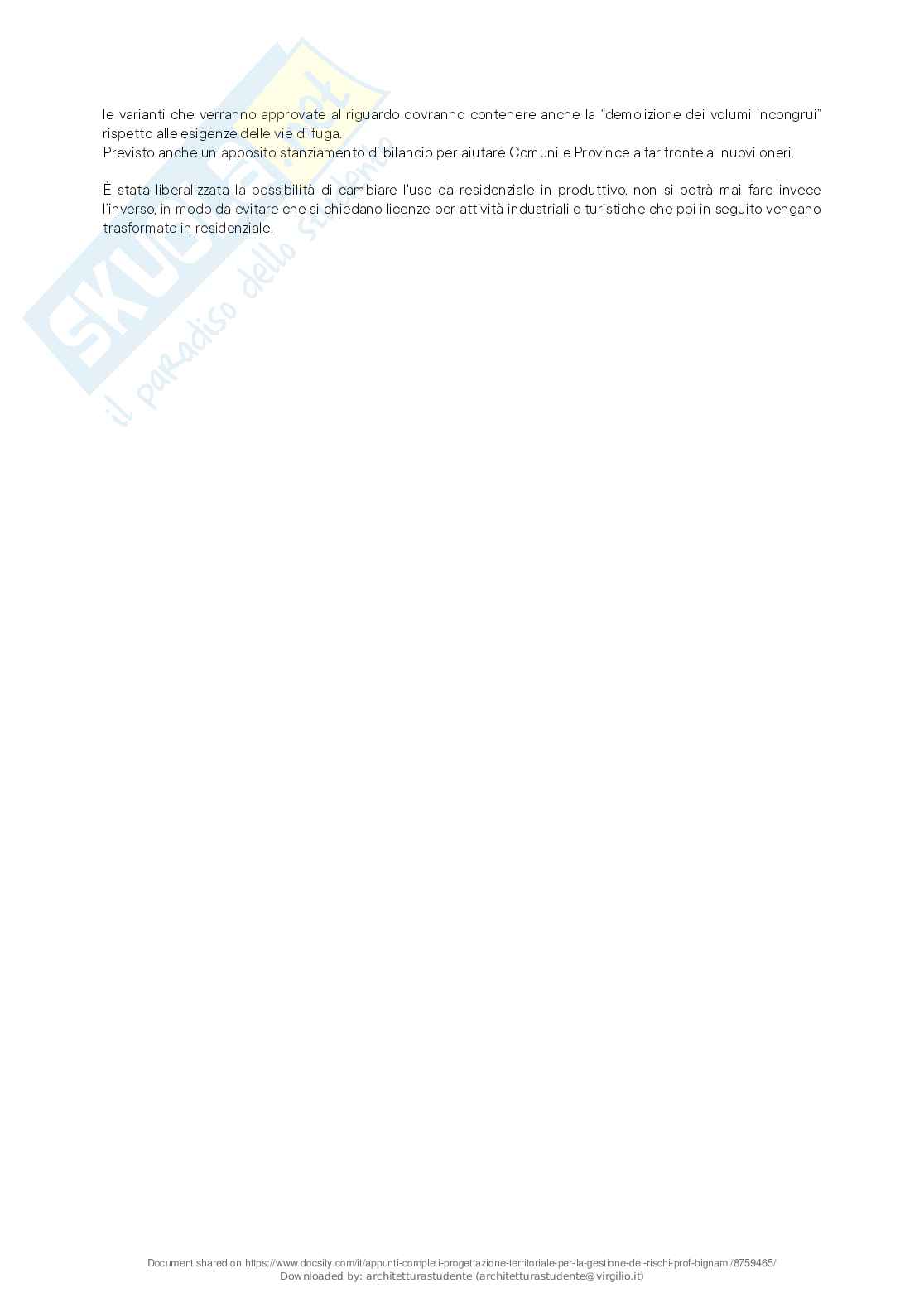 Appunti completi Progettazione territoriale per la gestione dei rischi  Pag. 66