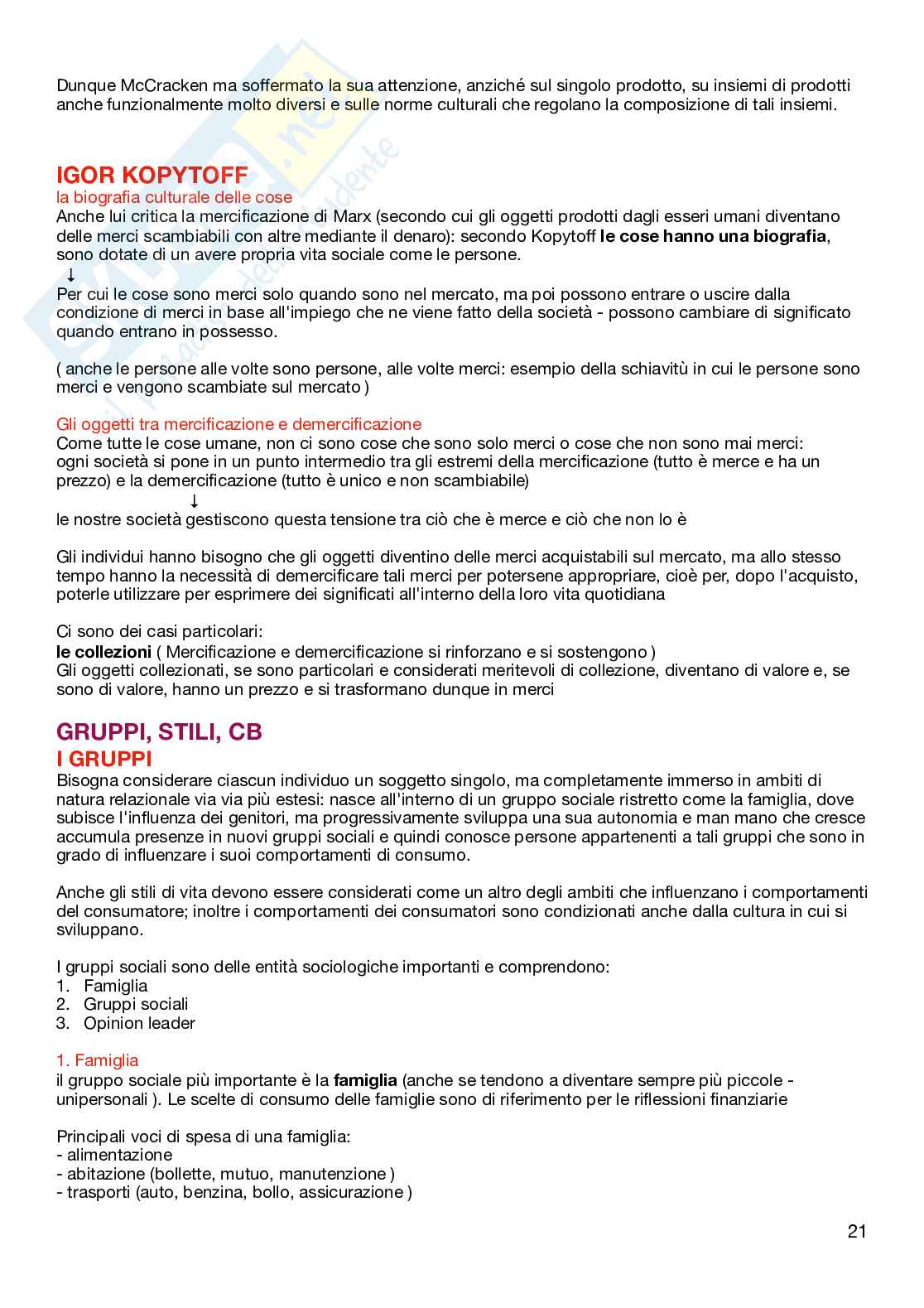 Appunti per l'esame di Sociologia dei consumi e del marketing Pag. 21