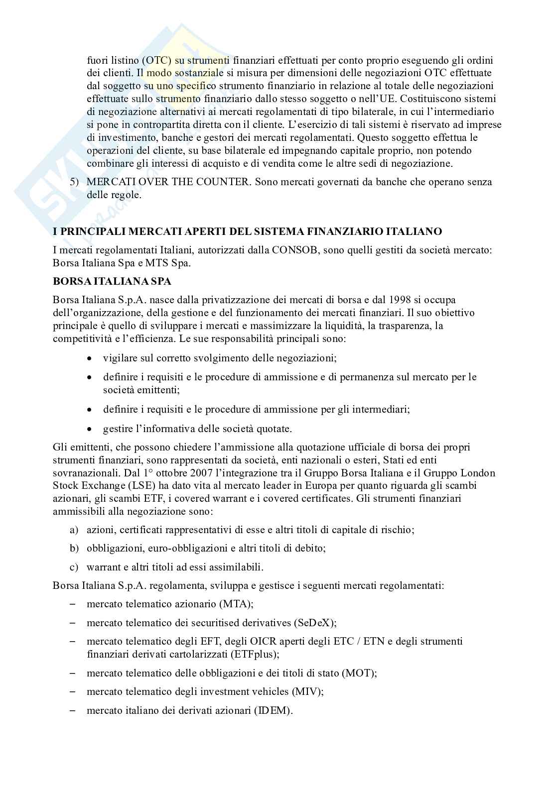 Sistema finanziario: funzioni, mercati ed intermediari Pag. 46