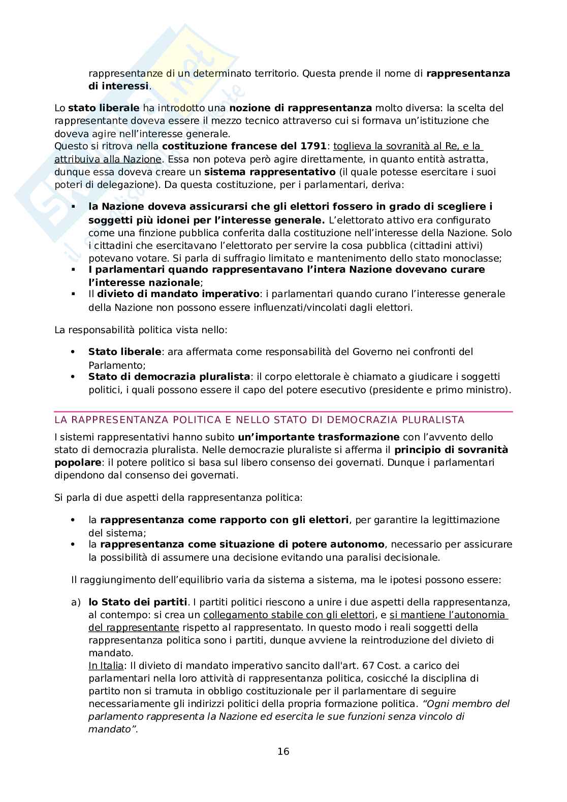 Riassunto esame Diritto costituzionale, Prof. Imarisio Luca, libro consigliato Manuale di diritto costituzionale, Bin, Pitruzzella Pag. 16