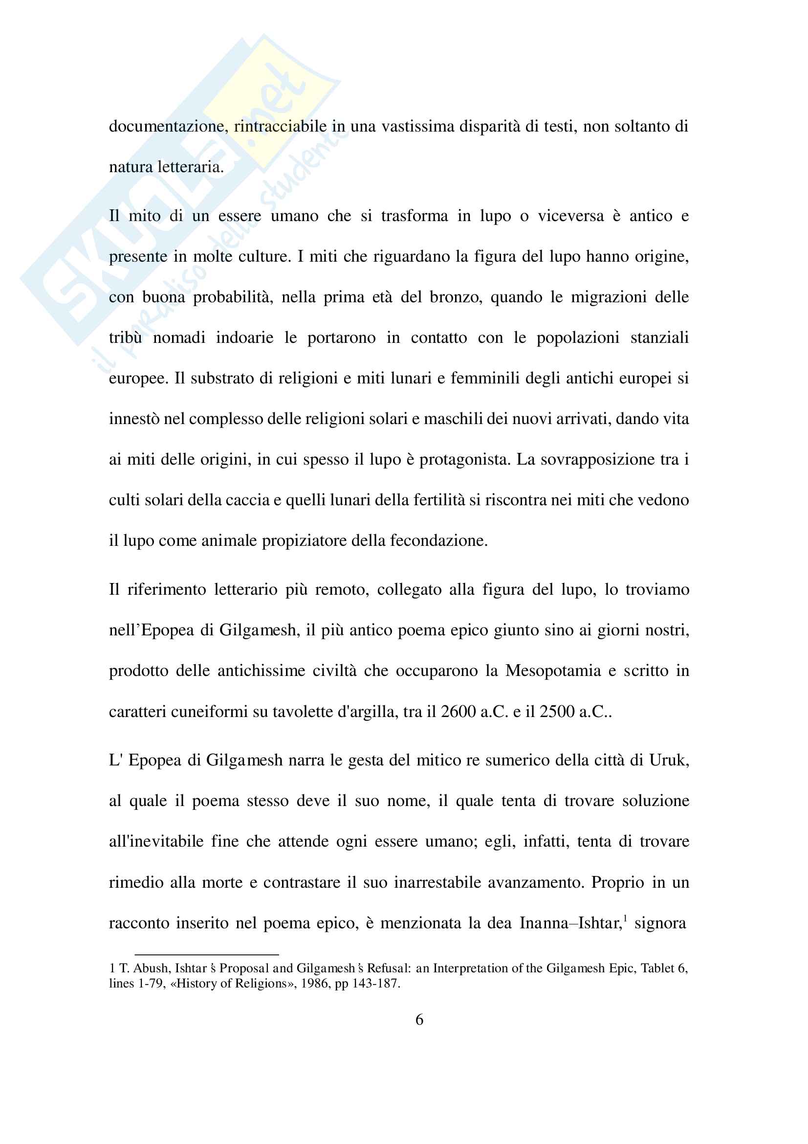 Tesi magistrale: Il licantropo e il mannaro. Analisi della figura dell'uomo lupo nella letteratura antica e medievale Pag. 6
