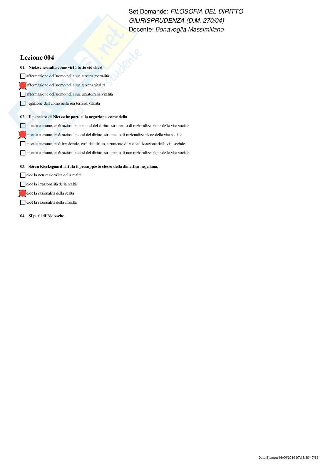 Paniere Filosofia del diritto - risposte multiple e aperte Pag. 6