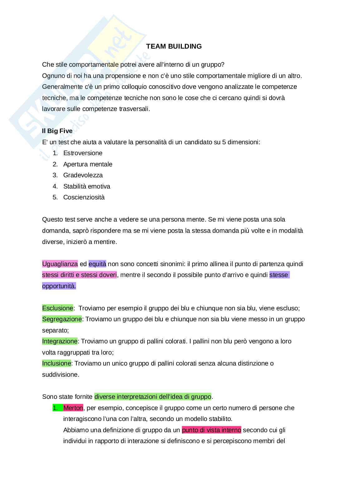 Team building  Pag. 1