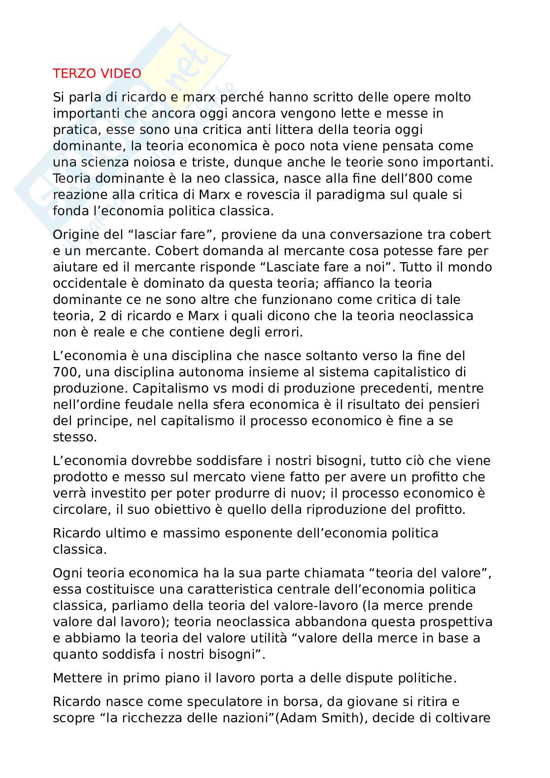 Riassunto esame Politiche economiche e settoriali, Prof. Vasapollo Luciano, libro consigliato Lavoro salariato e Capitale, Marx Pag. 1