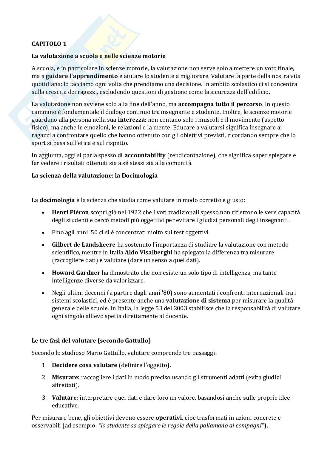 Metodologia della valutuzione motoria  Pag. 1
