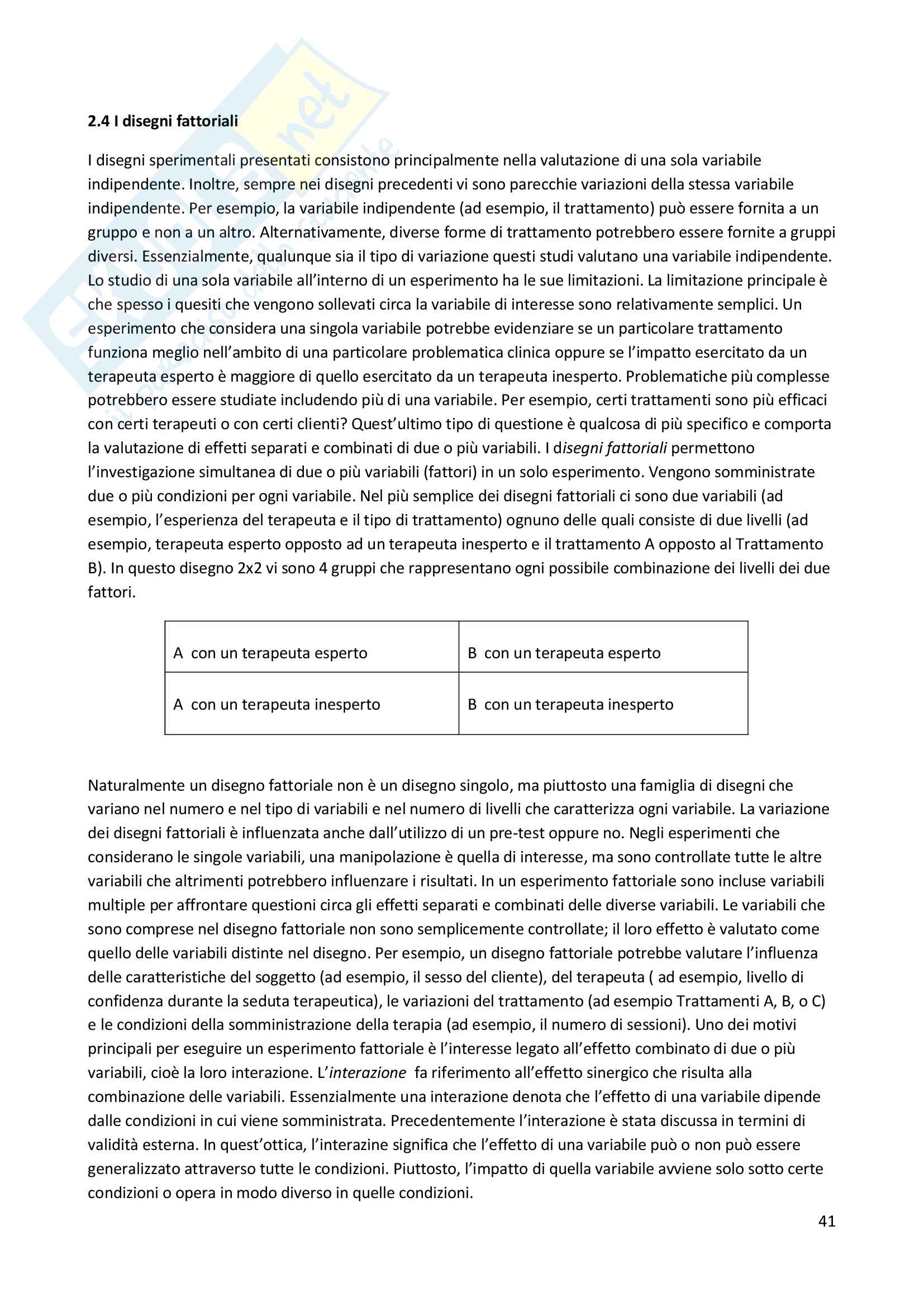 Riassunto esame Metodologia della ricerca in Psicologia Clinica, prof. Lo Coco, libro consigliato Metodi di ricerca in psicologia clinica, Alan E. Kazdin Pag. 41