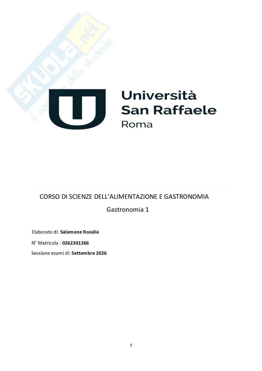 Elaborato Gastronomia 1 Pag. 1