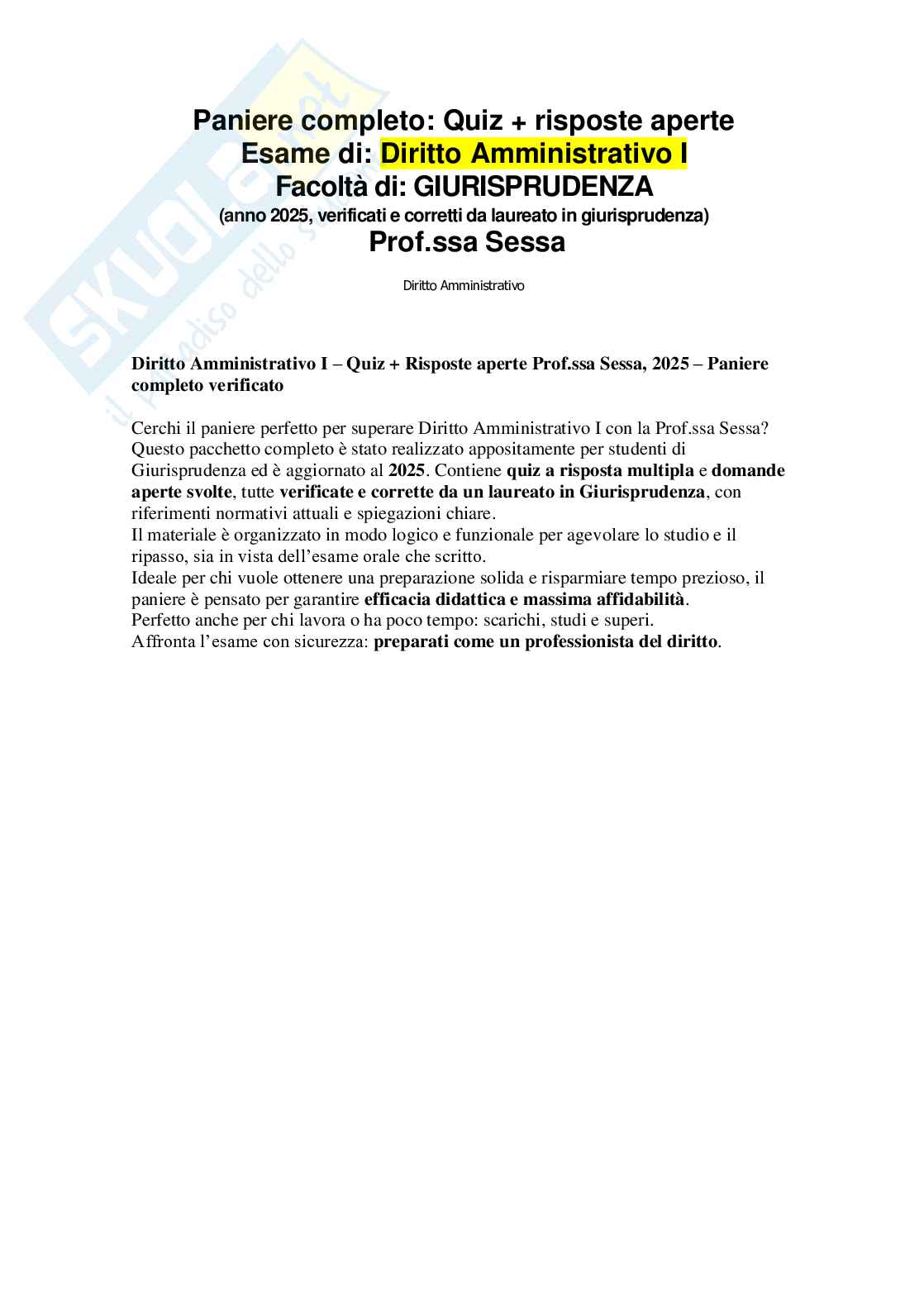 Diritto amministrativo I Pag. 1