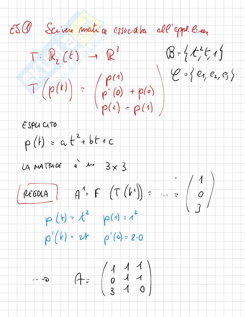 Esercizi per esame di Algebra lineare e geometria Pag. 1