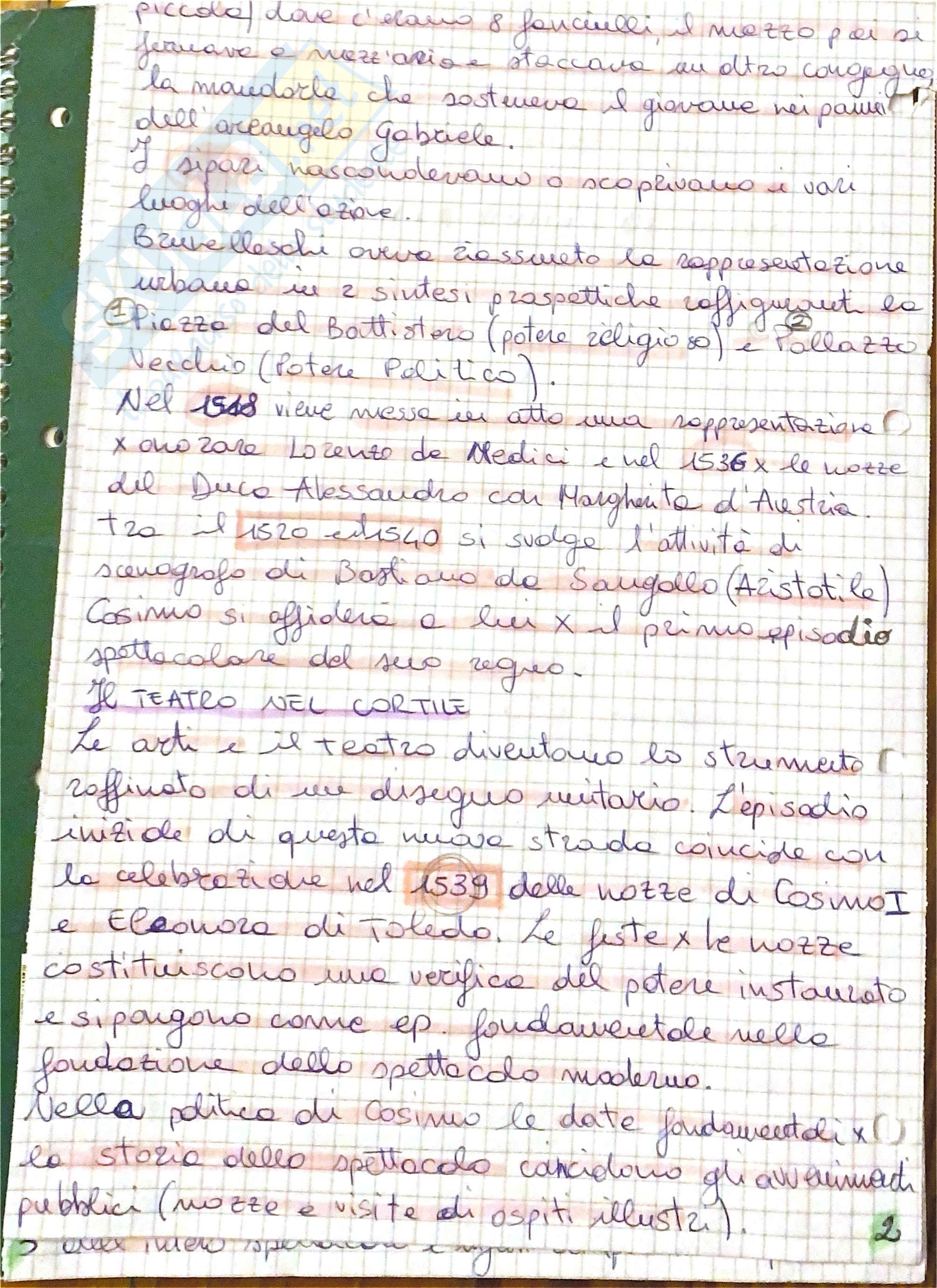 Riassunto esame Storia del teatro e dello spettacolo, Prof. Mazzoni Stefano, libro consigliato Il teatro nella Firenze Medicea, Mamone Pag. 2
