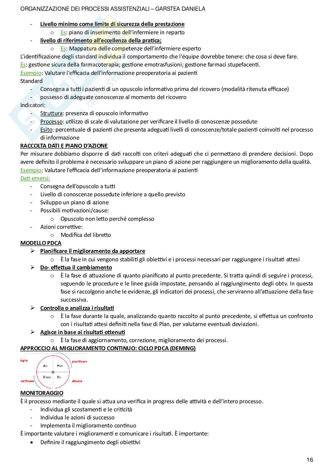 Organizzazione dei processi assistenziali Pag. 16