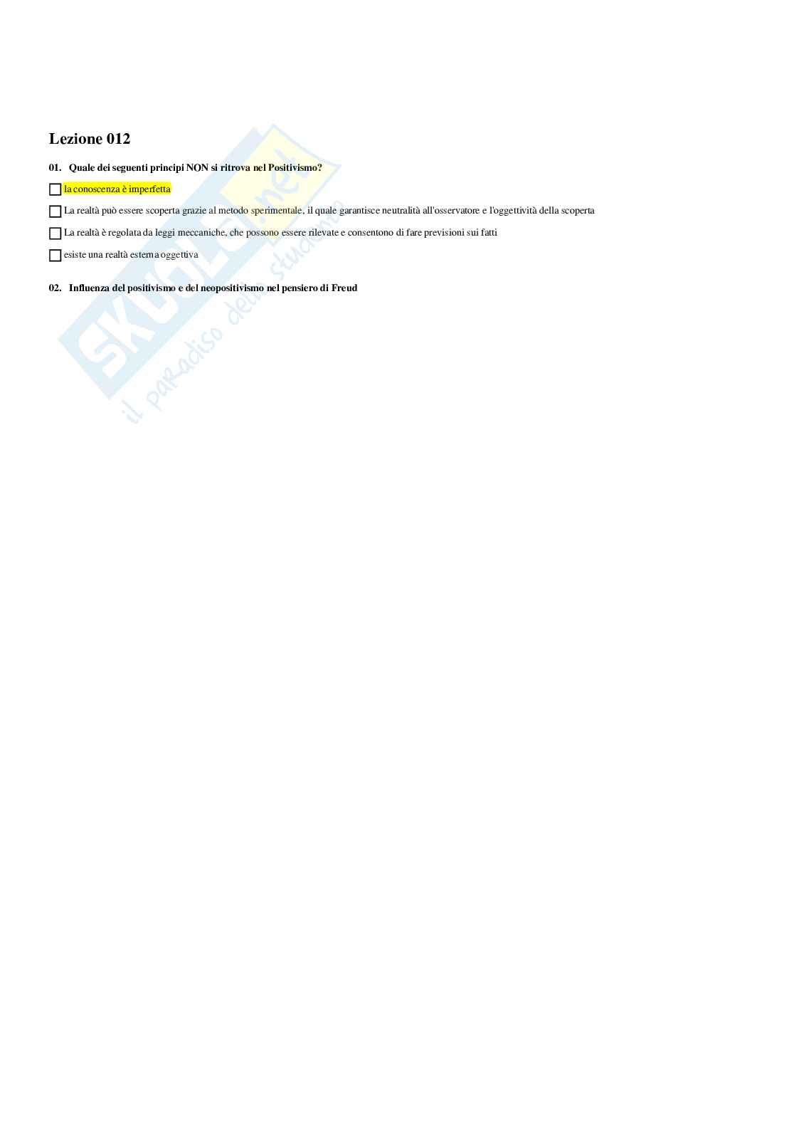 Paniere psicologia dinamica - risposte multiple Pag. 16