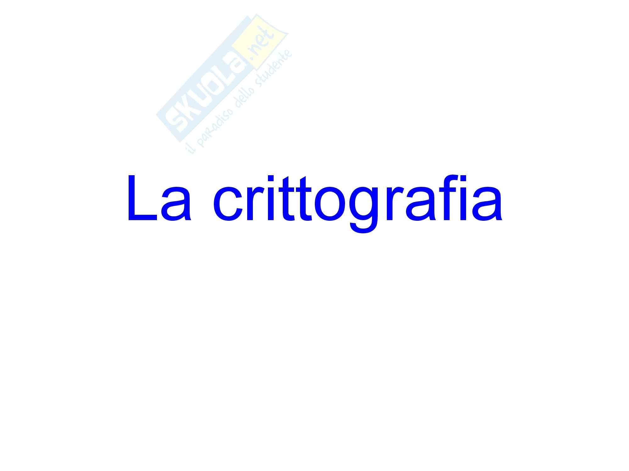 Sicurezza dei sistemi informatici - Crittografia Pag. 1