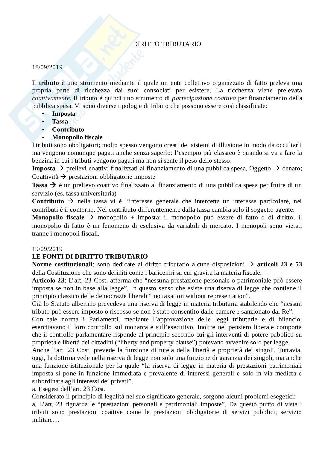 Appunti Diritto tributario  Pag. 1
