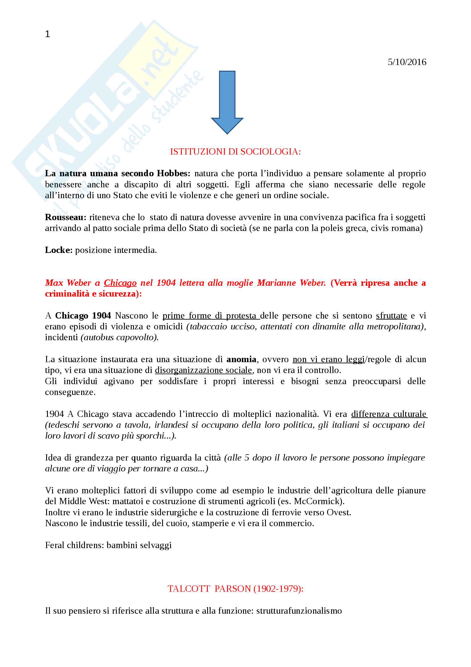 Istituzioni di sociologia Pag. 1