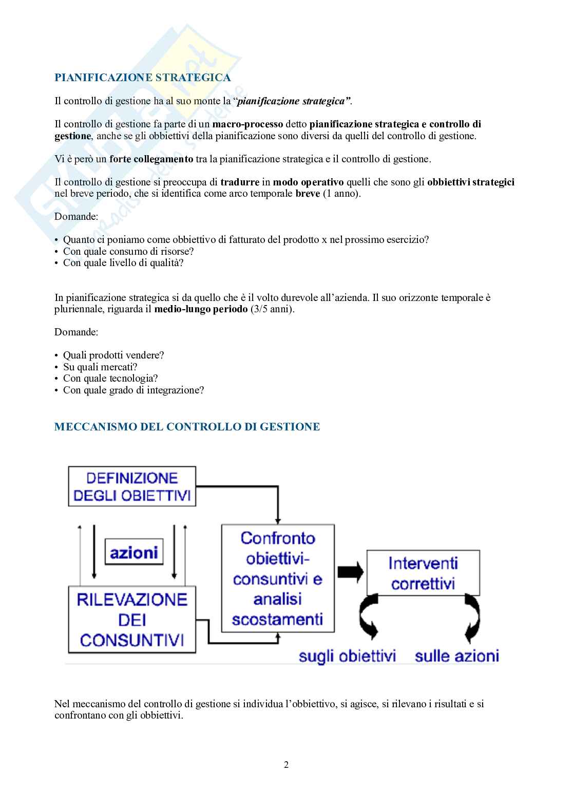 Controllo di gestione – Parte 1, teoria (BEP, costi, budgeting, reporting) Pag. 2