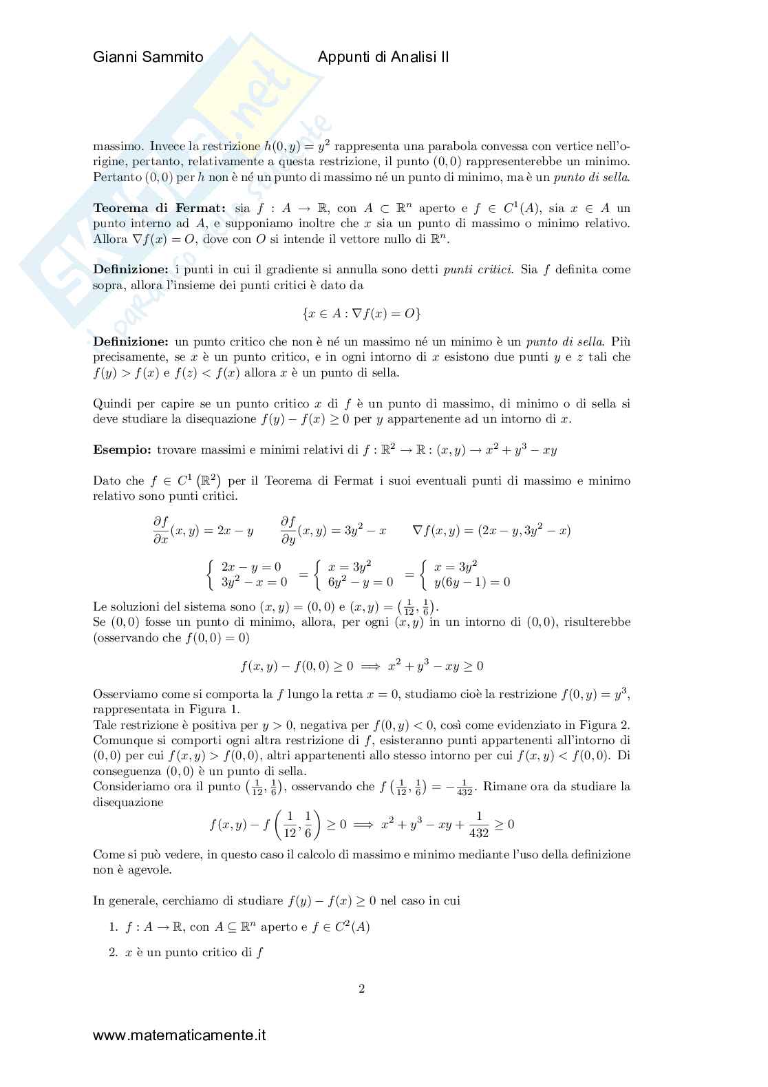 Analisi I e II università : Massimi e minimi relativi in R^n Pag. 2