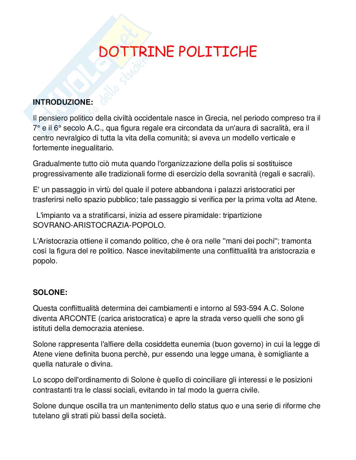 Storia delle dottrine politiche, generale Pag. 1