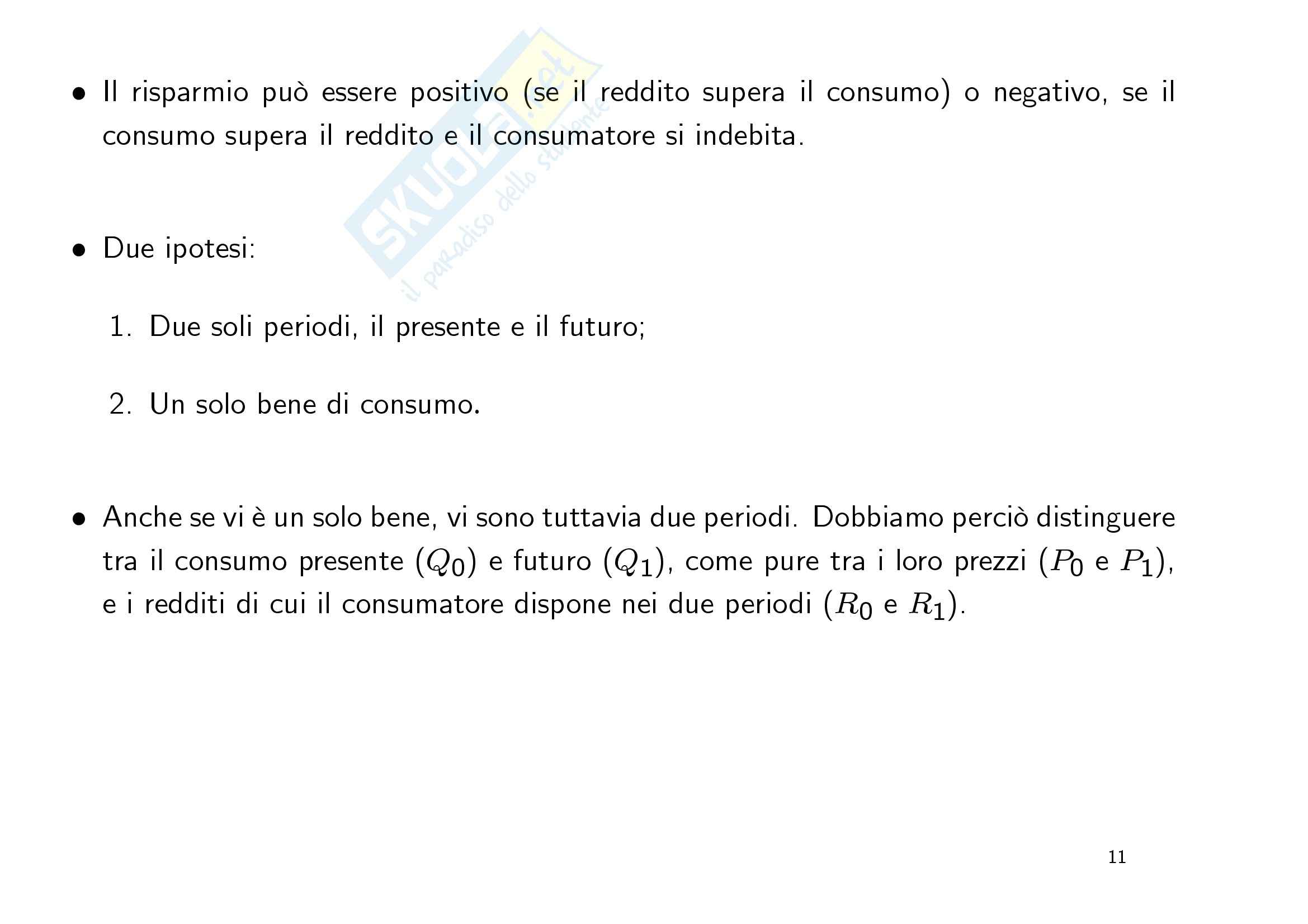 Economia finanziaria - la teoria del consumo Pag. 11