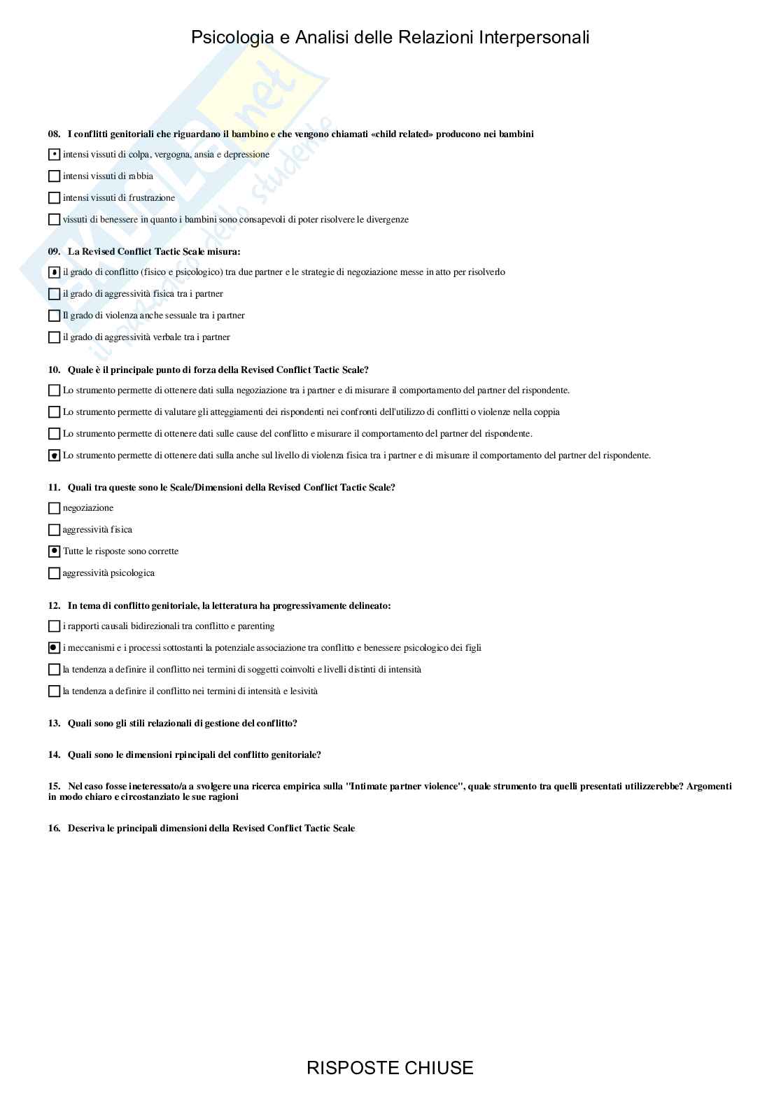 Psicologia e Analisi delle relazioni interpersonali - Paniere compilato Pag. 16