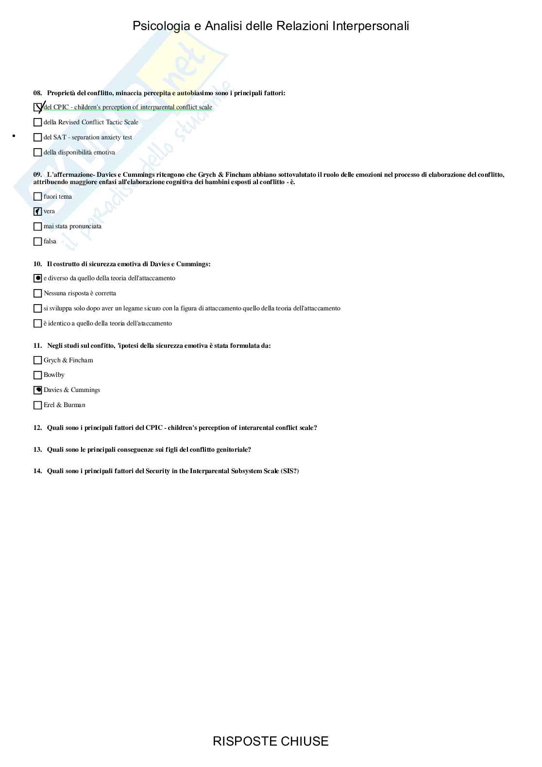 Psicologia e Analisi delle relazioni interpersonali - Paniere compilato Pag. 21