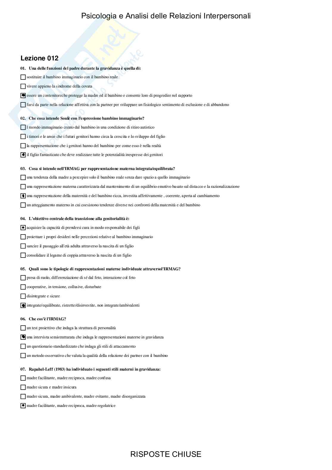 Psicologia e Analisi delle relazioni interpersonali - Paniere compilato Pag. 26