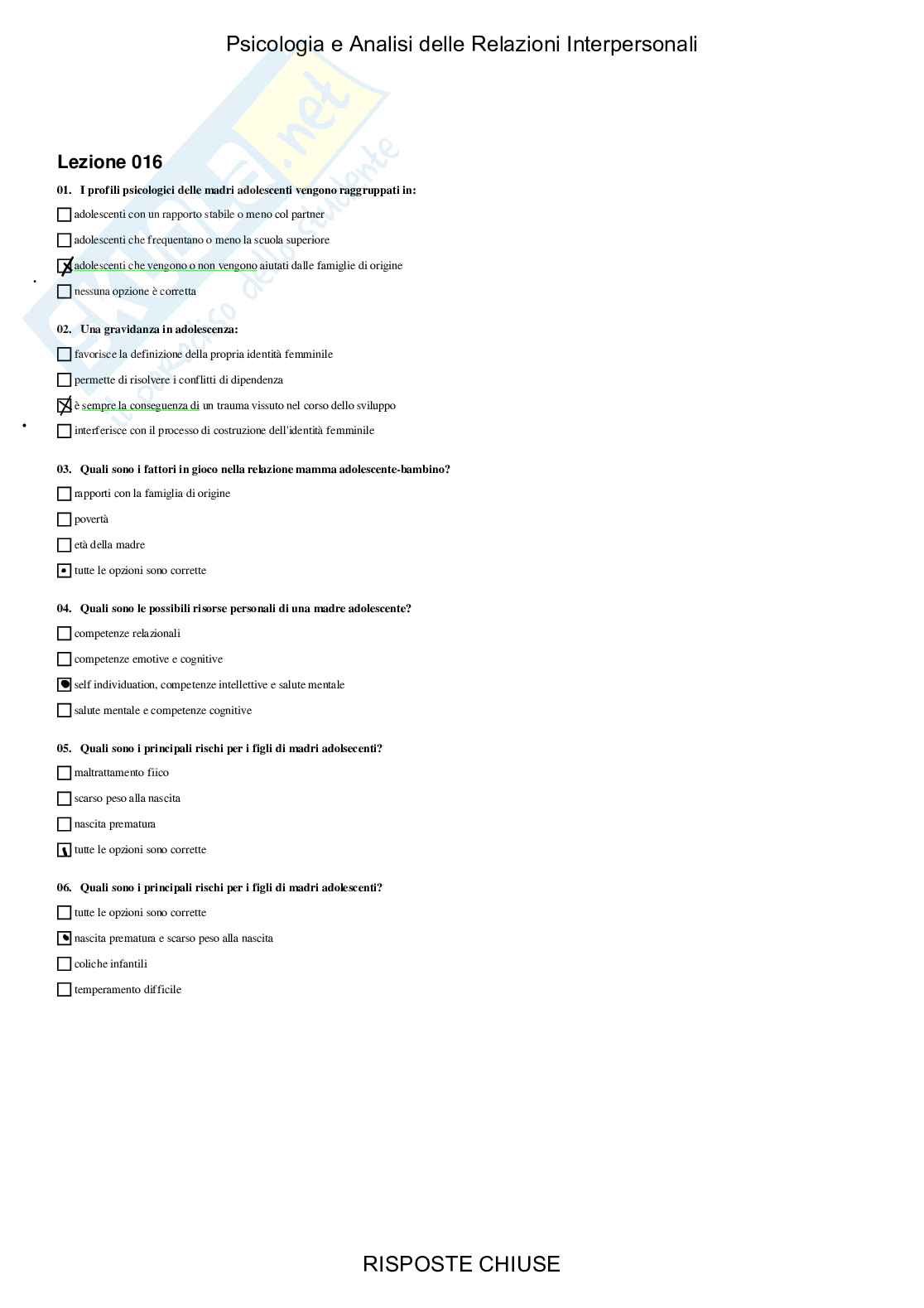 Psicologia e Analisi delle relazioni interpersonali - Paniere compilato Pag. 31
