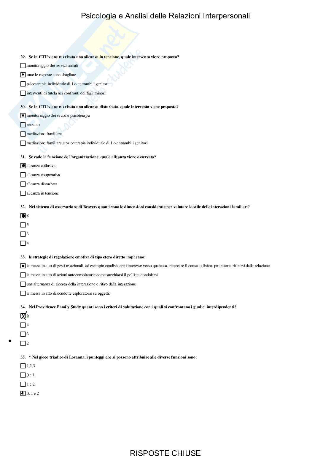 Psicologia e Analisi delle relazioni interpersonali - Paniere compilato Pag. 6