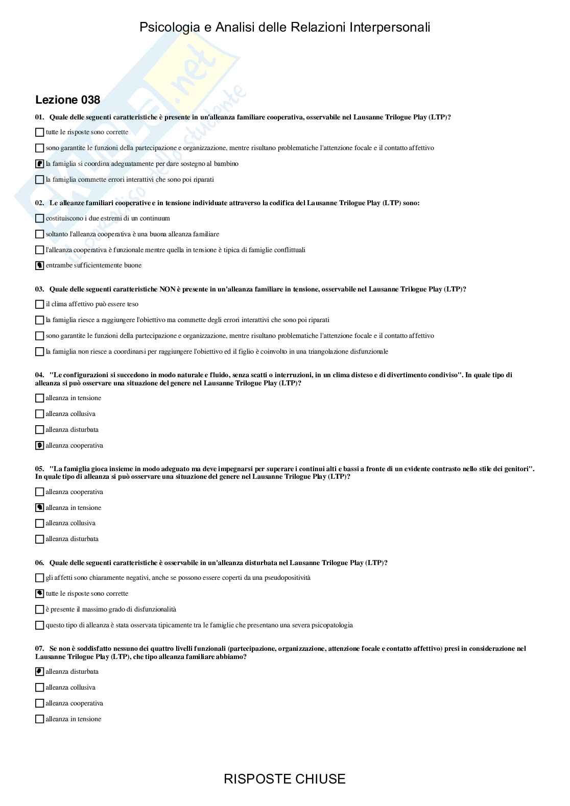 Psicologia e Analisi delle relazioni interpersonali - Paniere compilato Pag. 61