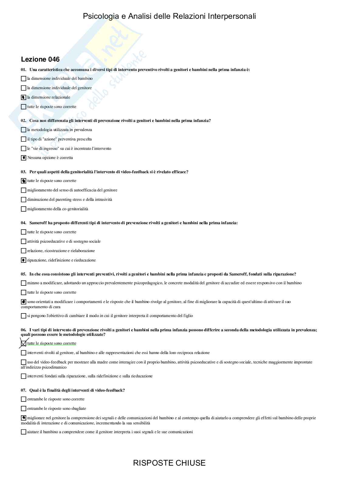 Psicologia e Analisi delle relazioni interpersonali - Paniere compilato Pag. 76