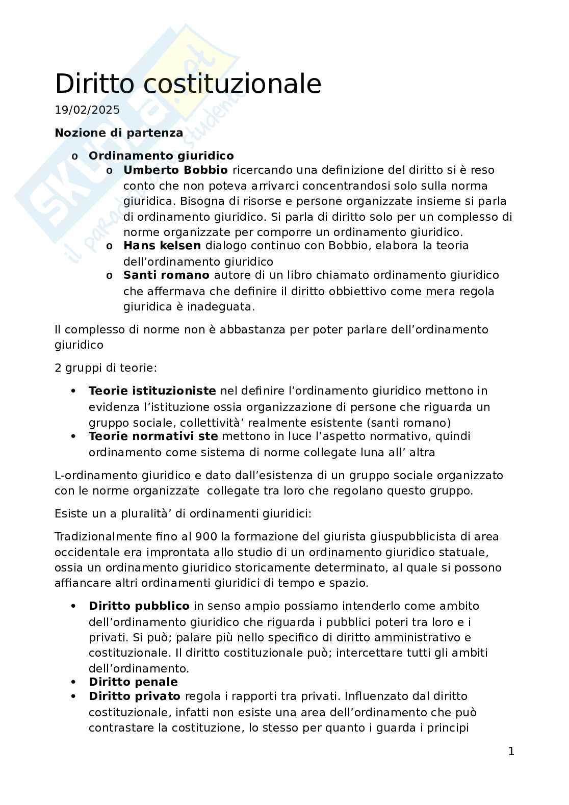Appunti Diritto costituzionale  Pag. 1
