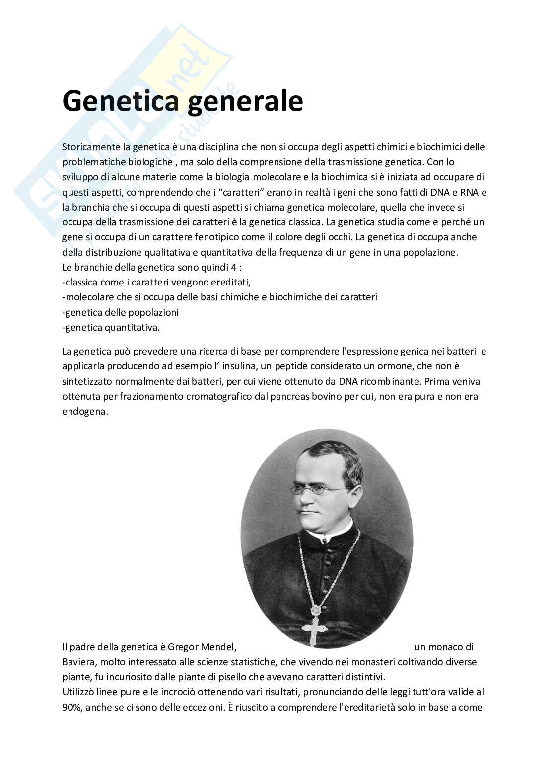 Appunti 1 lezione Genetica e microbiologia c.i. Pag. 1