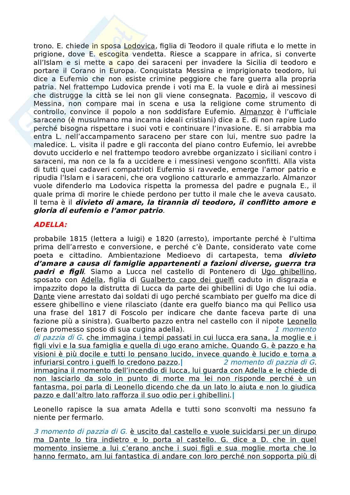 Riassunto su Silvio Pellico Pag. 2
