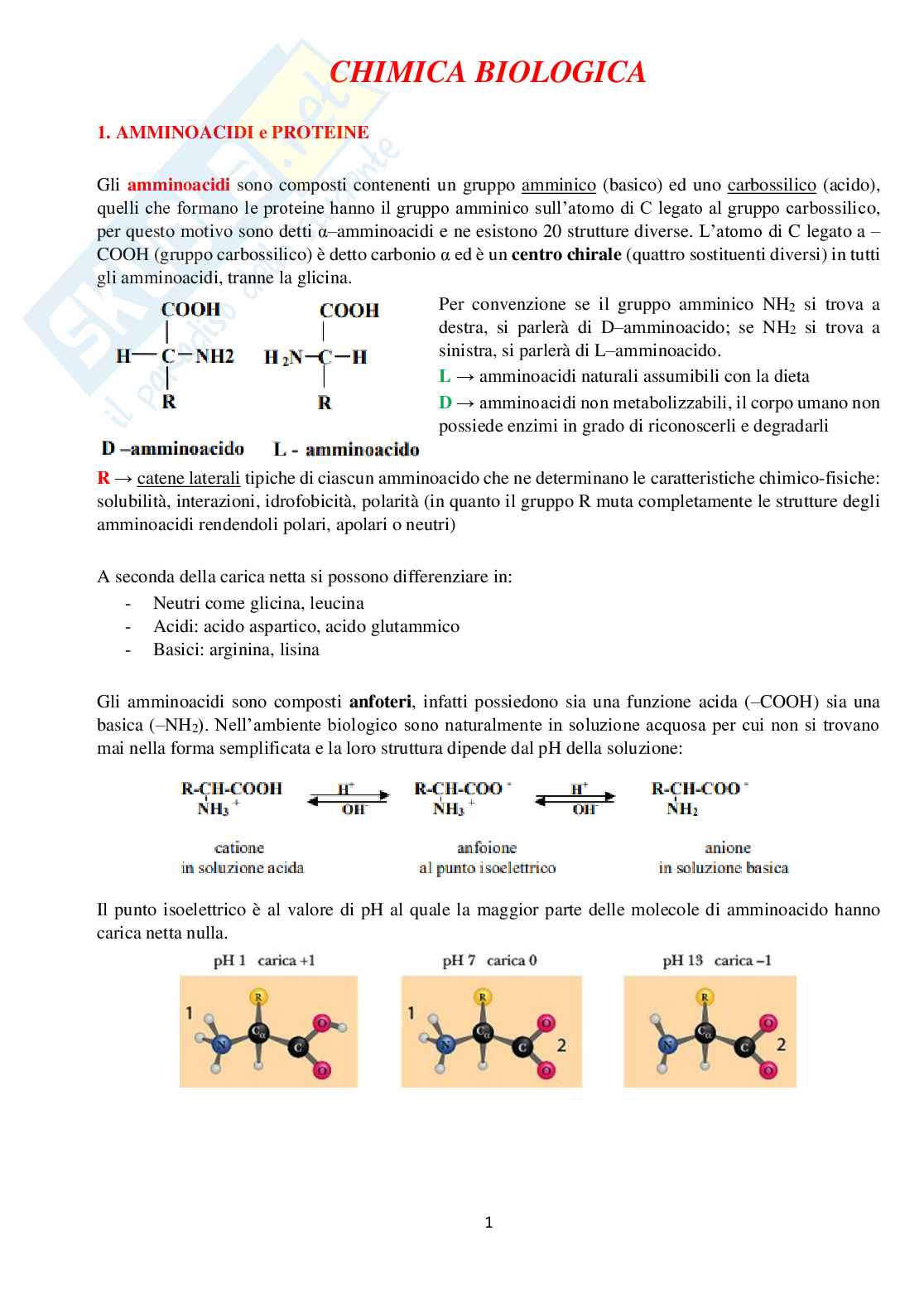 Appunti di Chimica biologica Pag. 1