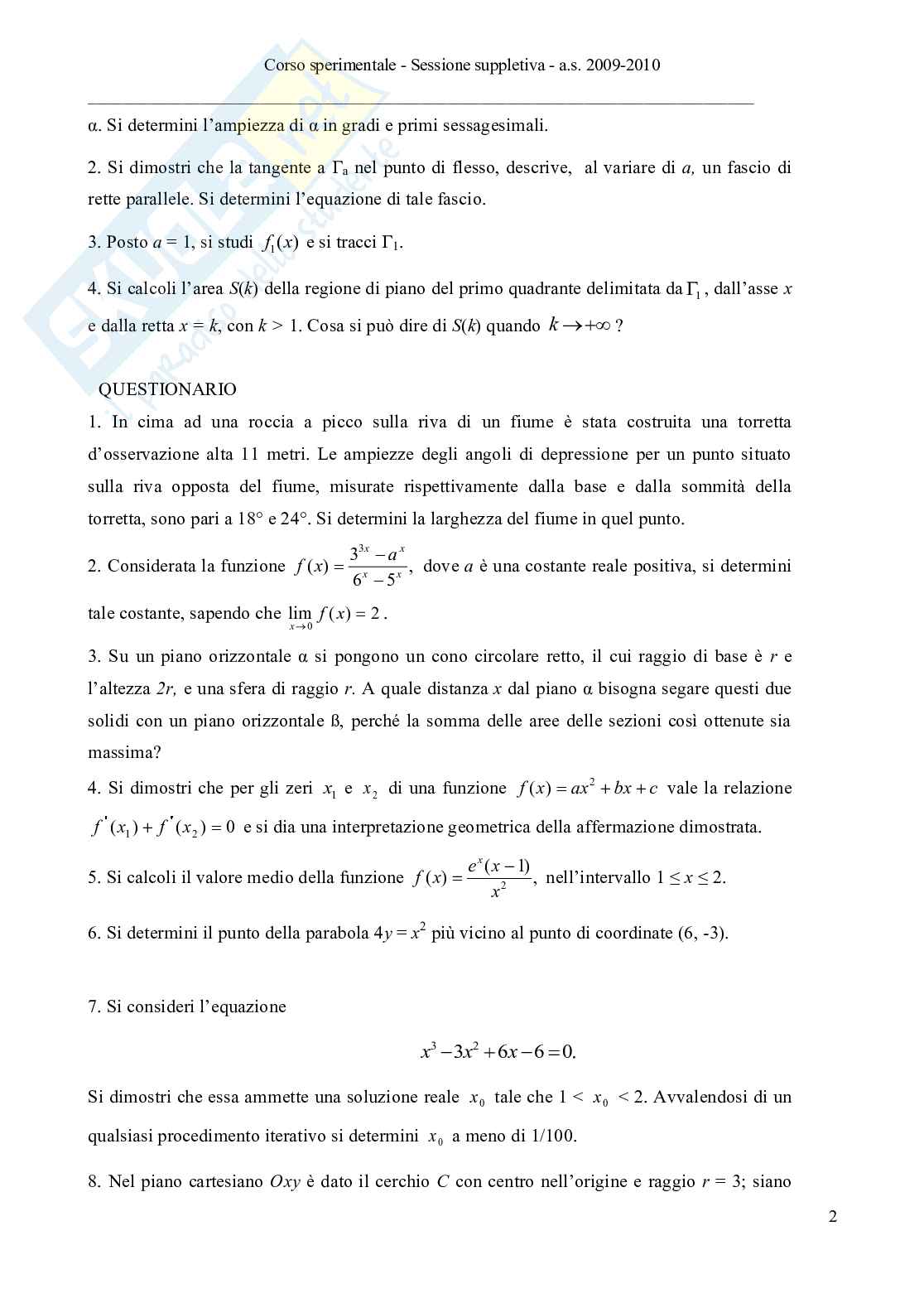 2010 - Liceo scientifico PNI, sessione suppletiva Pag. 2