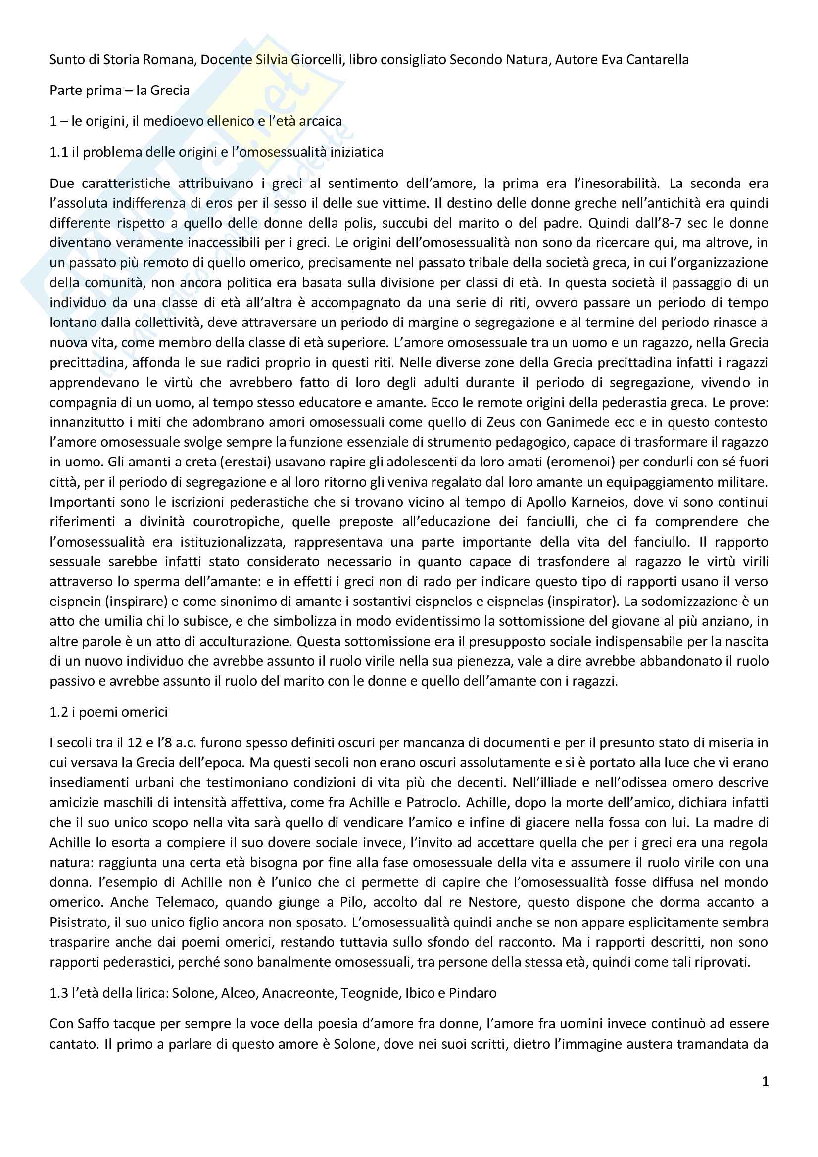 Riassunto esame Storia Romana, prof. Giorcelli, libro consigliato