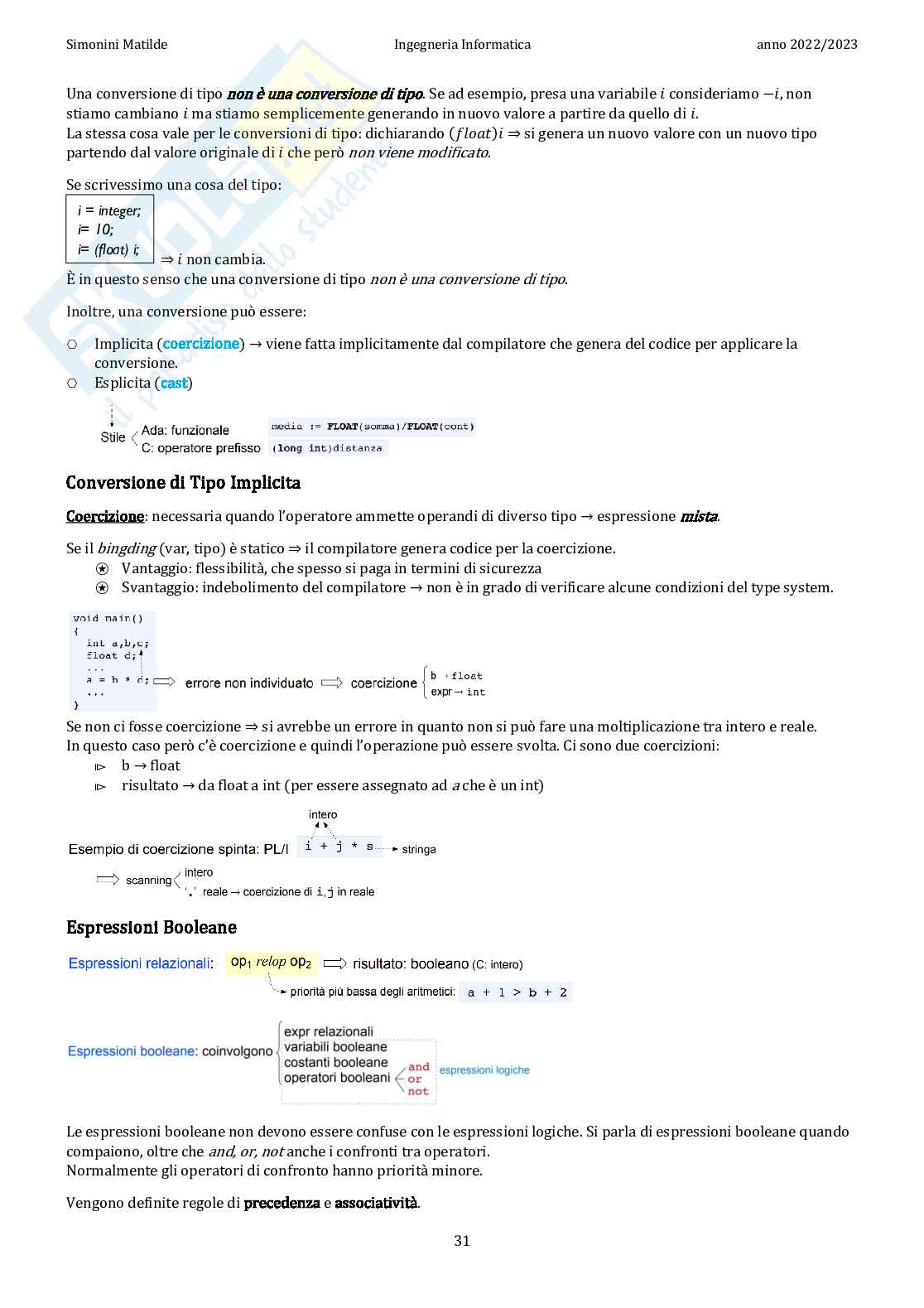 Appunti di Linguaggi di programmazione Pag. 31