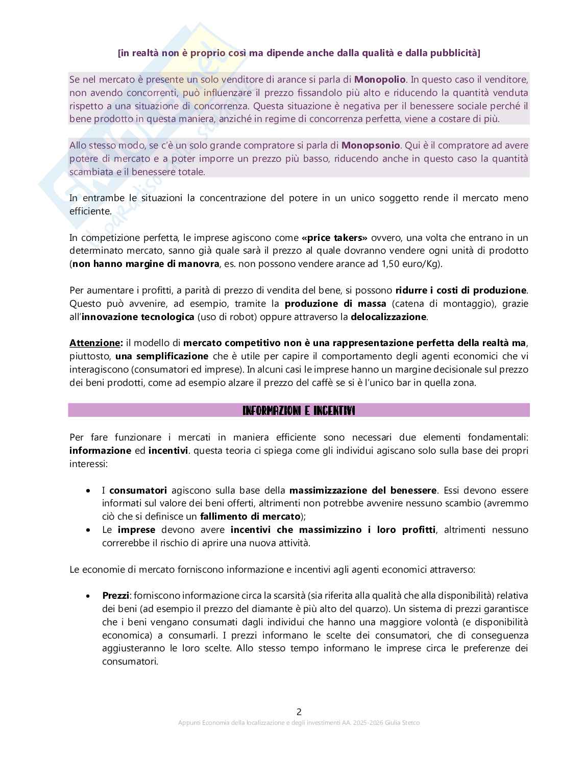 Appunti prima lezione Economia della localizzazione e degli investimenti nel settore delle costruzioni Pag. 2