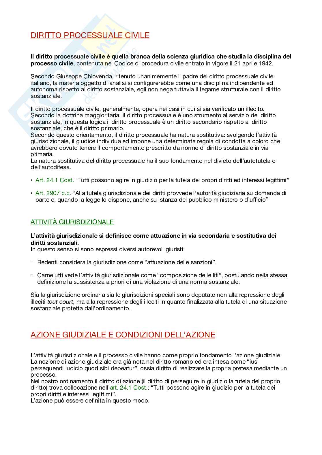 Riassunto esame Procedura civile, Prof. Ferrari Francesca, libro consigliato Diritto processuale civile - volume I, Luiso Pag. 1