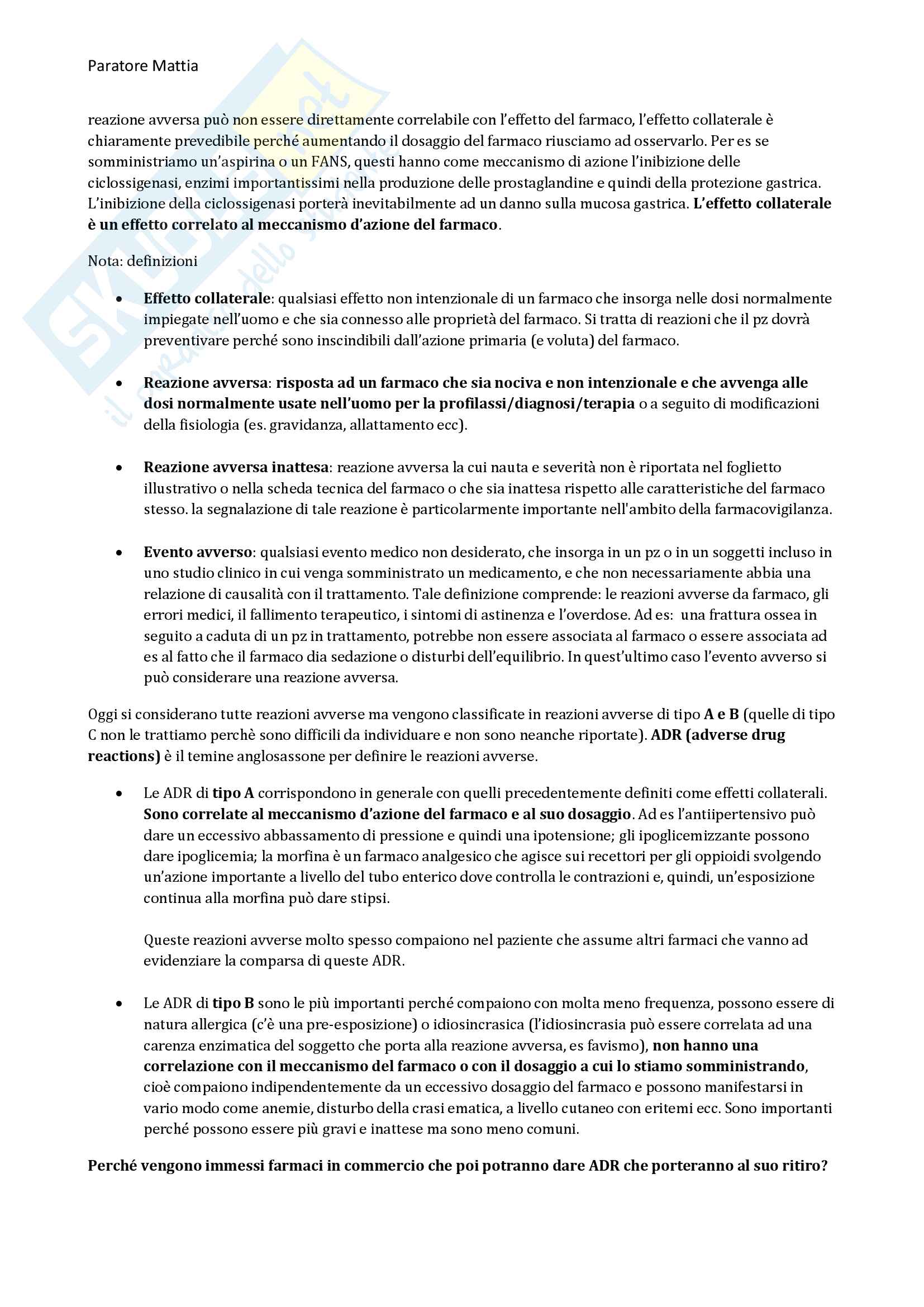 Definizioni ed esempi di Farmacologia generale Pag. 6