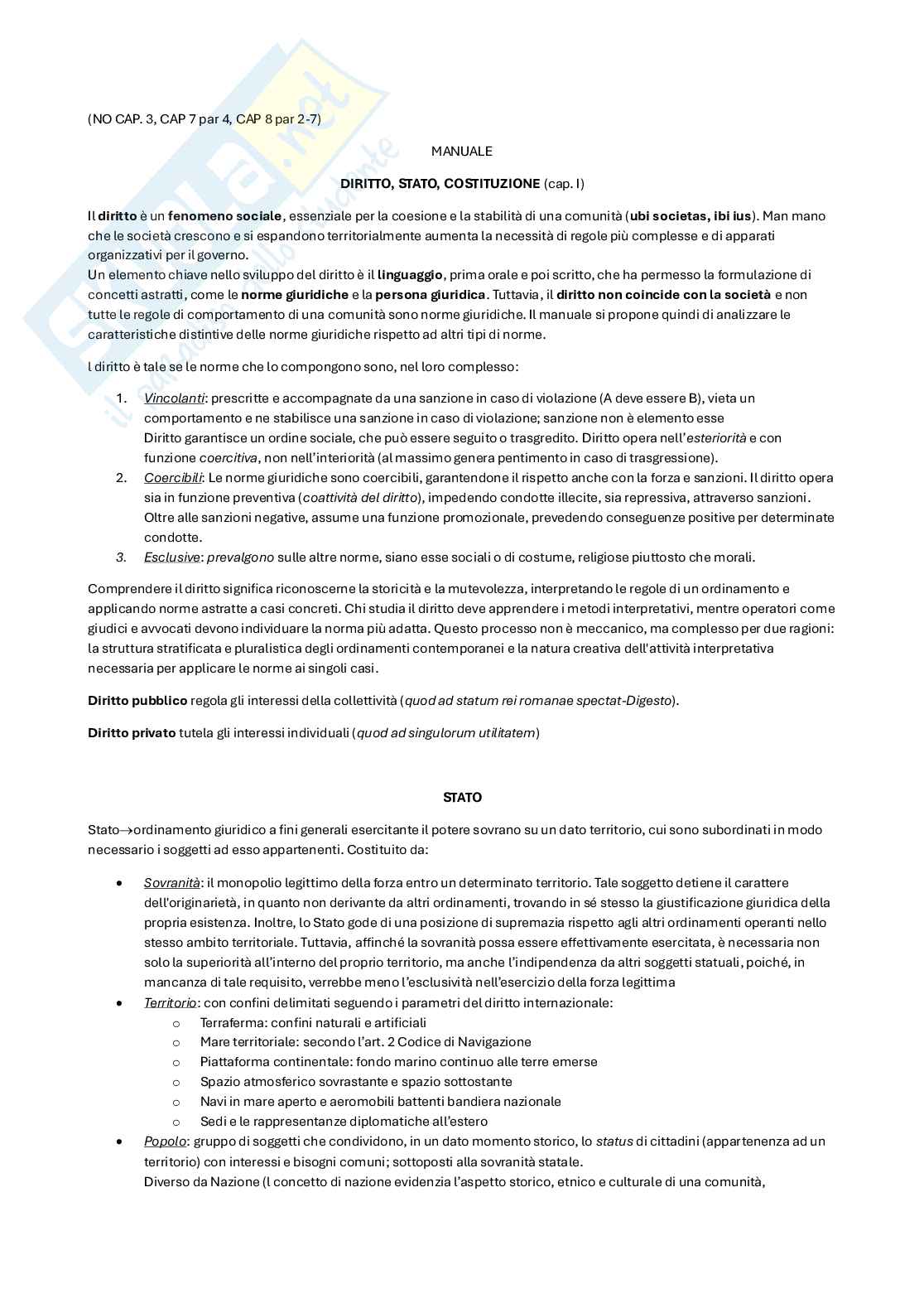 Riassunto esame diritto pubblico generale, Prof. Monego Davide, libro consigliato Diritto pubblico, Bin, Pitruzzella Pag. 1