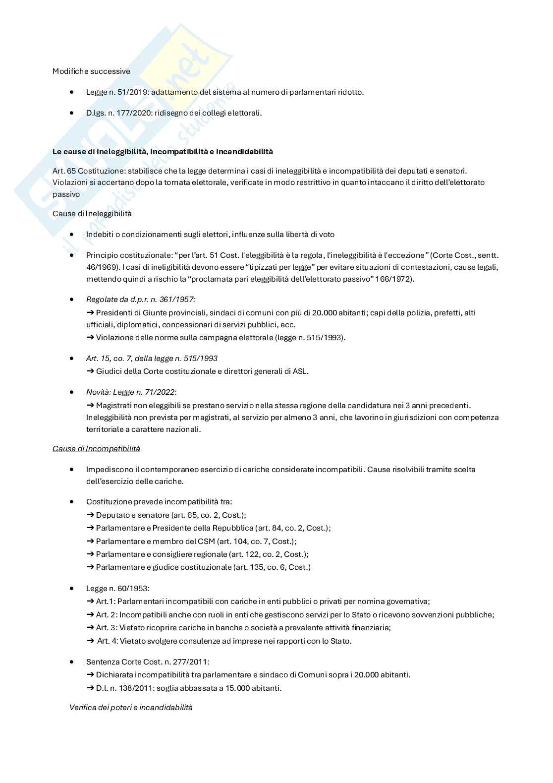 Riassunto esame diritto pubblico generale, Prof. Monego Davide, libro consigliato Diritto pubblico, Bin, Pitruzzella Pag. 51
