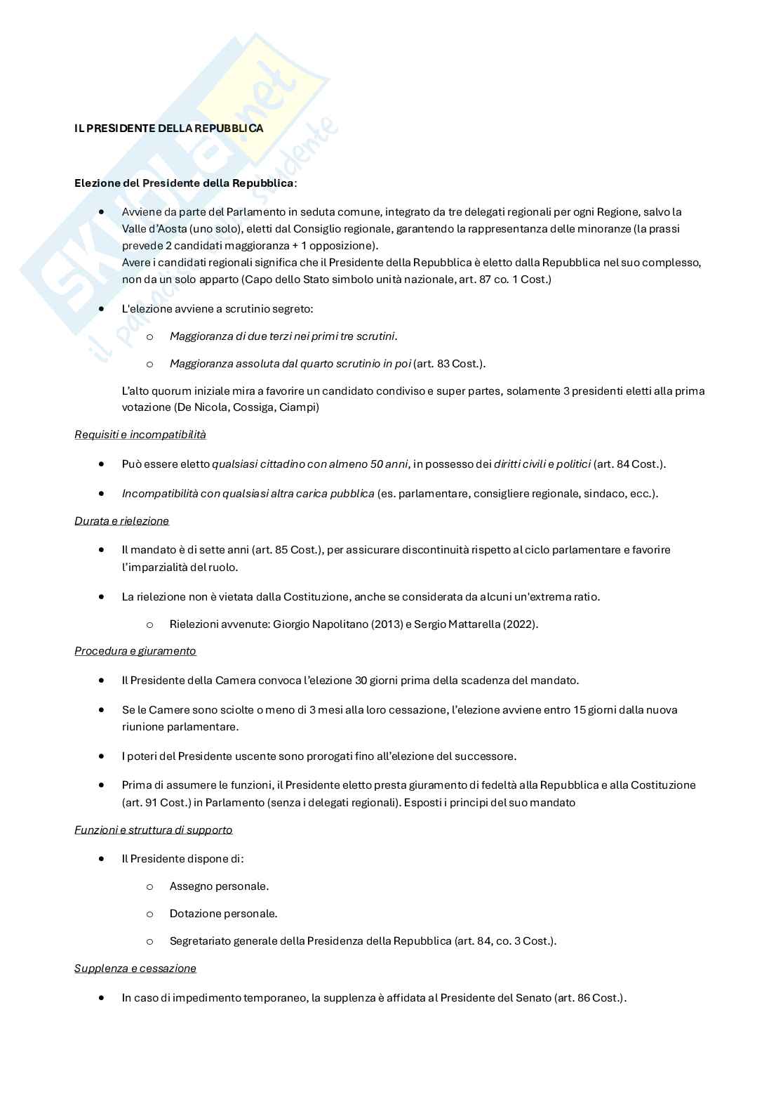 Riassunto esame diritto pubblico generale, Prof. Monego Davide, libro consigliato Diritto pubblico, Bin, Pitruzzella Pag. 61
