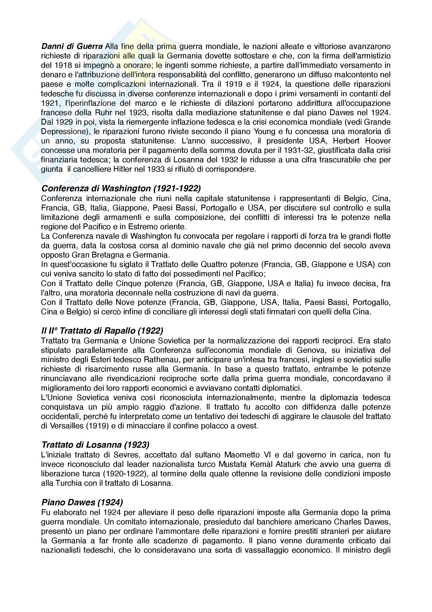 Sunto di Storia contemporanea, Prof. Novarino, libro consigliato Storia delle relazioni internazionali (dal 1918 alla guerra fredda), Ennio di Nolfo Pag. 6